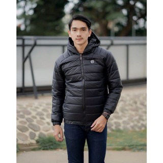 เสื้อแจ็กเก็ต หนัง PUFFER กันน้ํา กันลม สําหรับผู้ชาย