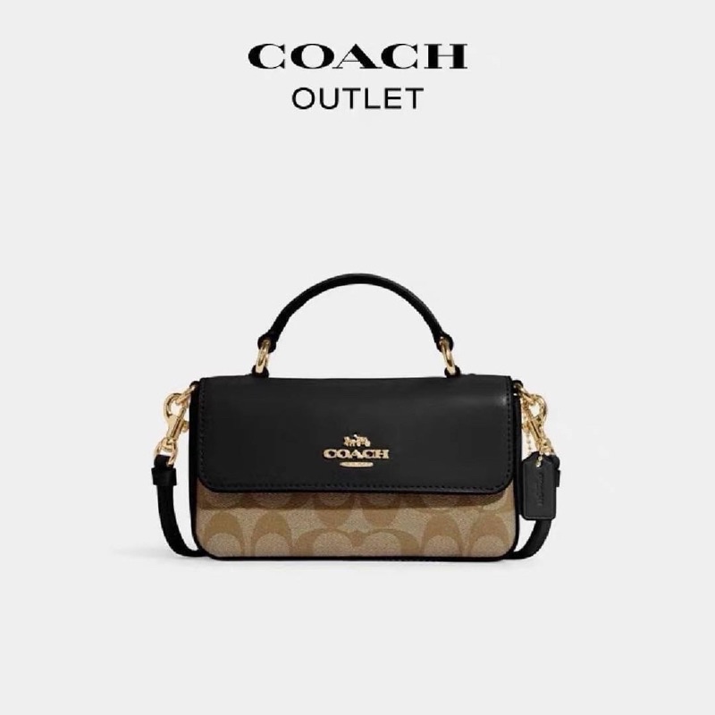 Coach กระเป๋าสะพายข้างของเเท้ ขนาด7นิ้ว สีดำ ขาว พร้อมส่งจากไทย