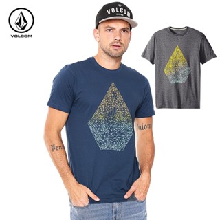 VOLCOM เสื้อยืดแขนสั้น แขนห้าส่วน พิมพ์ลายโลโก้ ประดับเพชร สีพื้น แฟชั่นฤดูร้อน สไตล์ยุโรป และอเมริกา