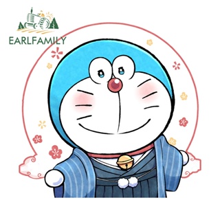 Earlfamily สติกเกอร์ ลายการ์ตูนโดราเอมอน กันน้ํา สําหรับติดตกแต่งประตูรถยนต์ รถจักรยานยนต์ 13 ซม. x 12.9 ซม.