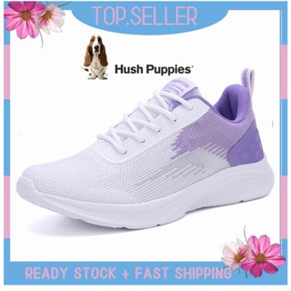 Hush Puppies รองเท้าผ้าใบลําลอง ส้นแบน สําหรับสตรี เหมาะกับการเล่นกีฬา EU 40 41