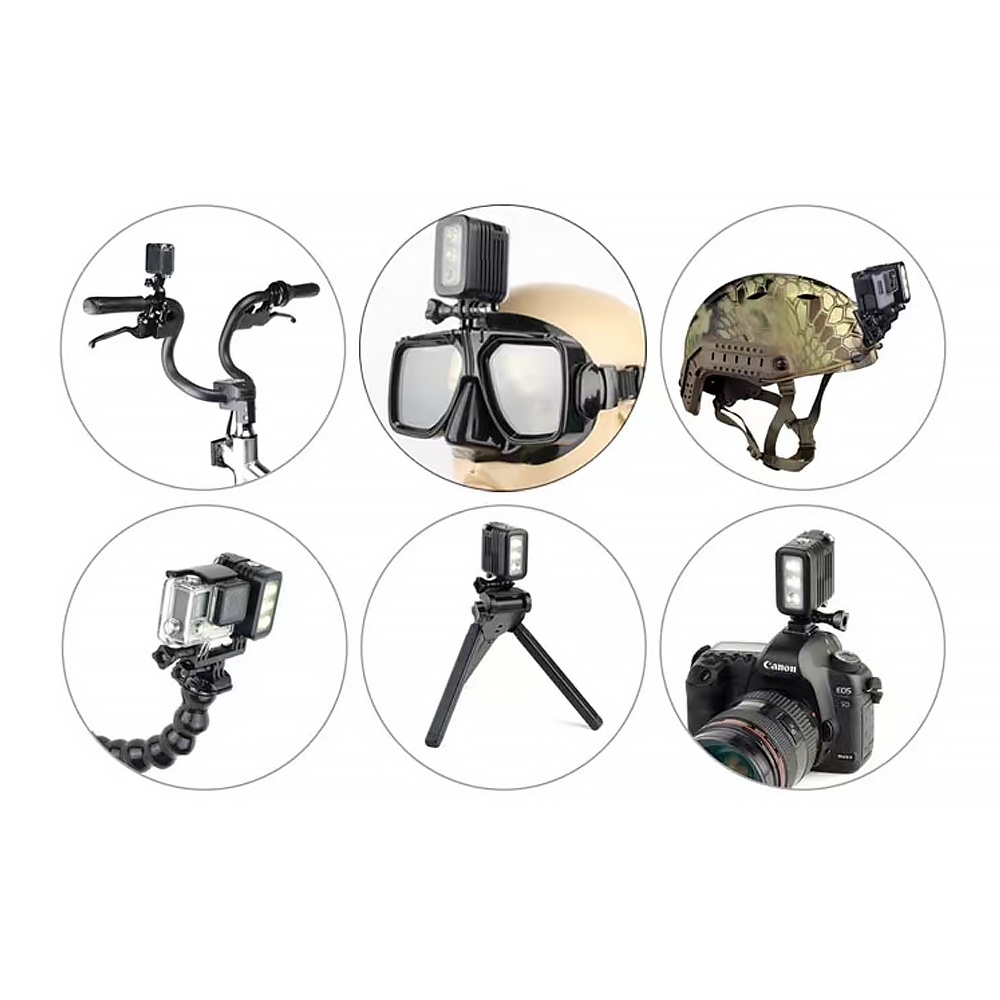 Skyeyes ไฟ LED กันน้ํา 45 เมตร สําหรับ GoPro 11 10 9 8 7 Insta360 ONE R RS และกล้องแอคชั่น Dive ถ่ายภาพ