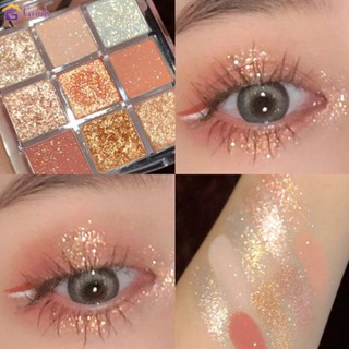 ชิมเมอร์ อายแชโดว์ พาเลทอายแชโดว์ 9สี Glitter อายแชโดว์พาเลตต์ อายแชโดว์ แต่งหน้าตามืออาชีพ กันน้ํา【Goob】