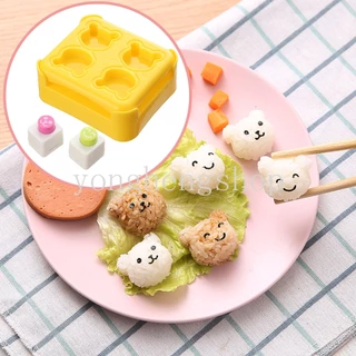 แม่พิมพ์ข้าวปั้น ข้าวปั้น ซูชิ รูปหมีน่ารัก ขนาดเล็ก DIY สําหรับเด็ก 3 ชิ้น ต่อชุด