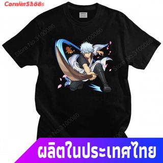 ConverShoes เสื้อยืดยอดนิยม Carelin1188 2021 Classic Mens Anime Samurai Gintama T-shirt Short-Sleeve Cotton Tshirt _08