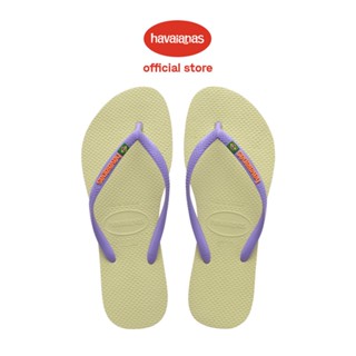 Havaianas รองเท้าแตะ บราซิล แบบบาง สีเขียวมะนาว สําหรับผู้หญิง