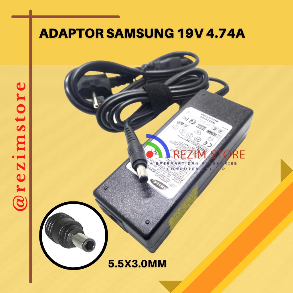 19V 4.74A 90W AC to DC แล็ปท็อปอะแดปเตอร์ชาร์จ Samsung RV510 RV711 RV520 NP-RV511 19V 4.74A NP355E7C