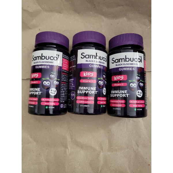 (พร้อมส่ง exp 09/2026) Sambucol Black Elderberry Gummies for kids + Vitamin C ของแท้จาก UK 🇬🇧🇬🇧