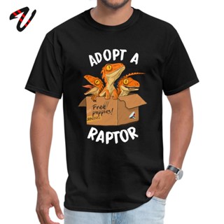 Lyzh Adopt A Raptor เสื้อยืดลําลอง แขนสั้น พิมพ์ลายการ์ตูนตลก สําหรับเด็กผู้ชาย