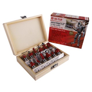 ROUTER ชุดดอกเราท์เตอร์ HI-TOP 1/2 นิ้ว 12 ชิ้นROUTER BIT SET EUROX 1/2IN 12PCS