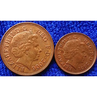 เหรียญ​สหราช​อาณาจักร​ UK, 1, 2​ Pence, ใช้แล้ว, #​2079