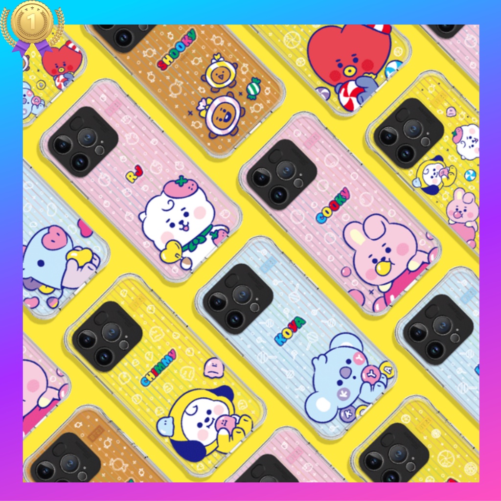 BT21 Phone Case LIGHT UP JELLY CANDY Lighting Case Shock Dissipation Camera Protection iPhone13 3D-design