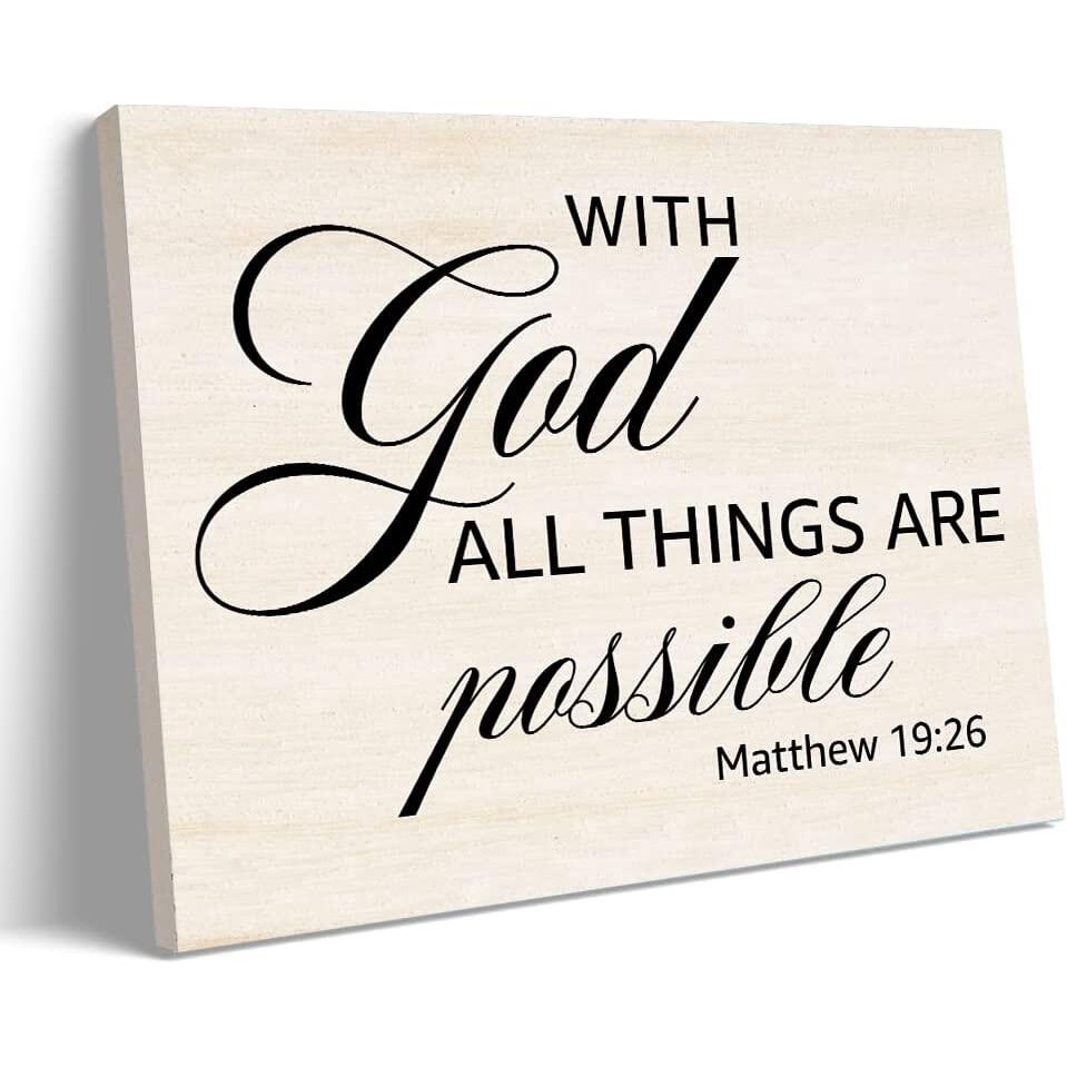Matthew : with God All Things Are Possible Canvas Wall Decor Christian Wall Art Poster Art Print Hor