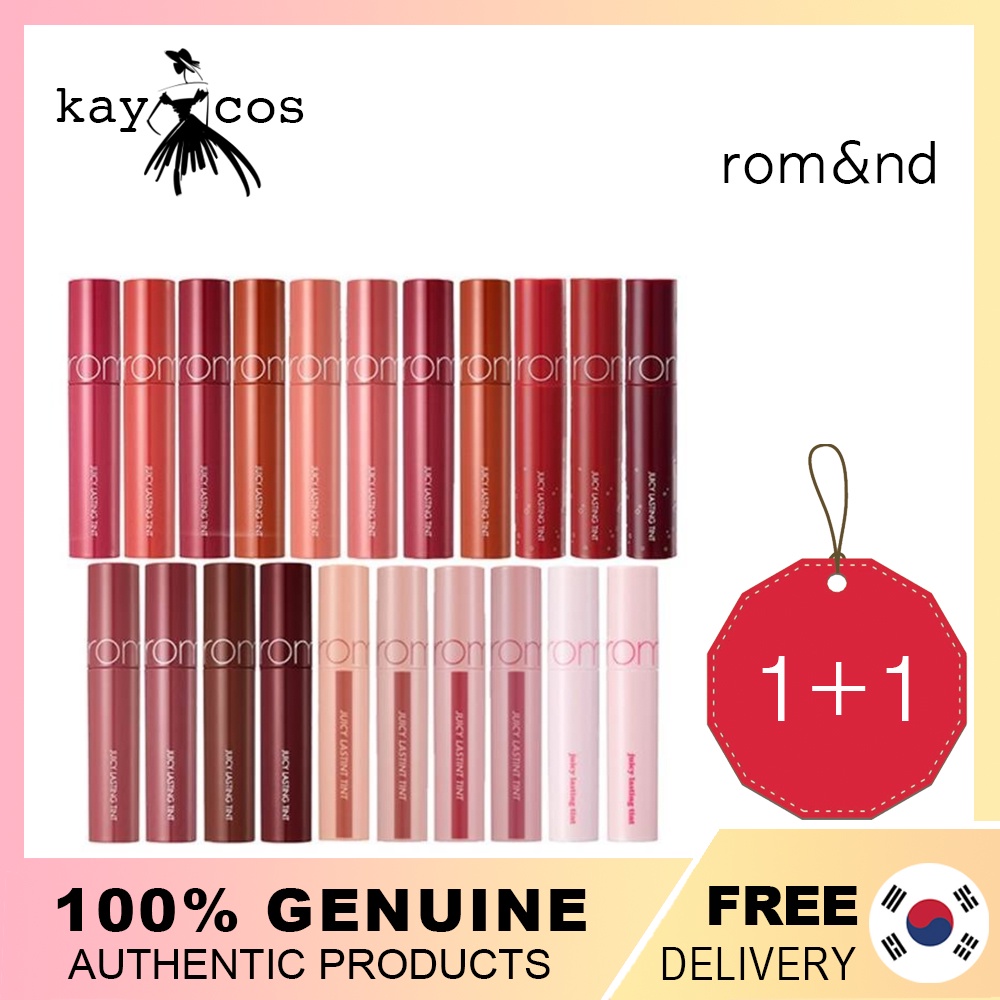 1+1 [rom&nd] ลิปสติก เนื้อชุ่มชื้น ติดทนนาน (24 สี) | ลิปสติก ลิปกลอส กลิ่นผลไม้ สไตล์โรมัน