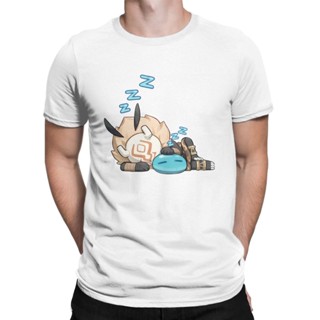 Hilichurl &amp; Hydro Slime Napping Genshin Impact Anime Game T-Shirts Men Amazing Tee Shirt Crew Neck T Shirt Birthday_03