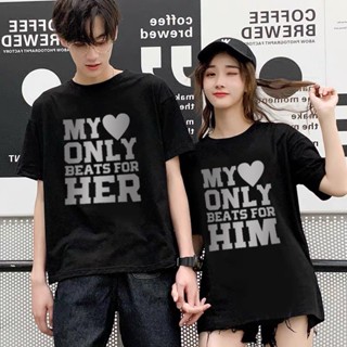 Fashion couple print round neck color t shirt_02