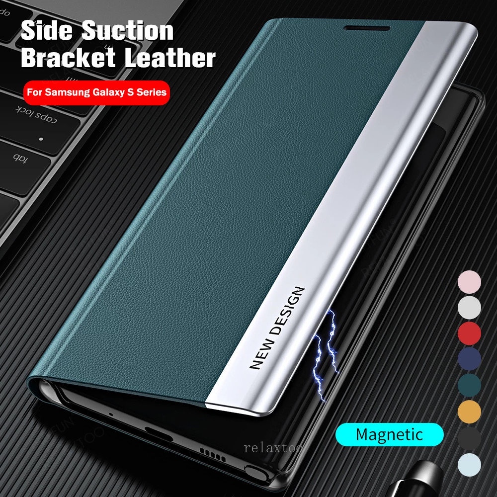 Magnetic Flip Cover Leather For Samsung Galaxy S 24 23 S24 S23 Ultra Plus + FE S23ultra S24Ultra S24+ S24FE S23+ S23Plus S23FE 5G Stand Shockproof Phone Casing Protect Back Cover