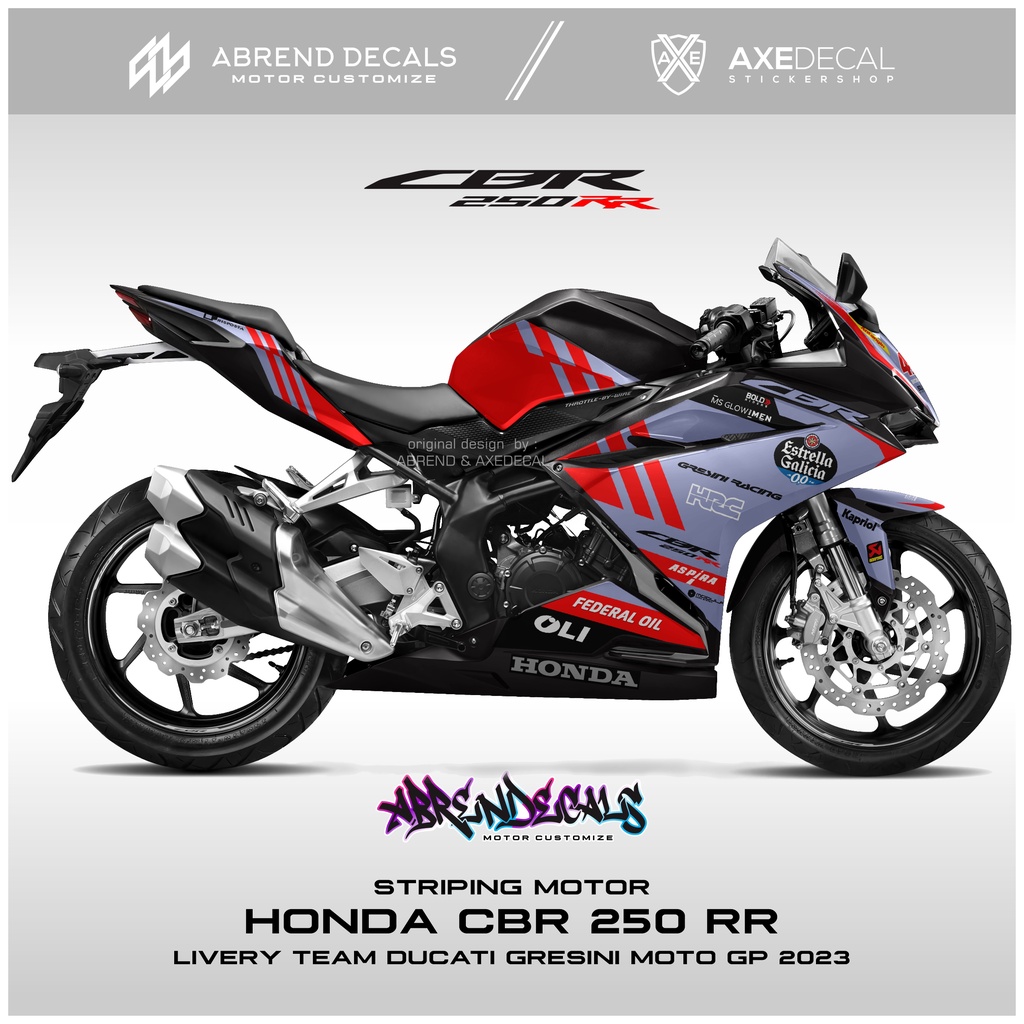 สติกเกอร์รถจักรยานยนต์ CBR 250 RR Gresini Racing Moto GP 2023 Honda CBR 250RR