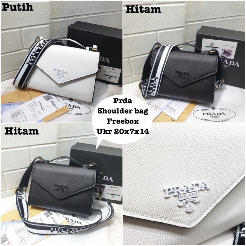 Prda saffiano กระเป๋าสตรีกระเป๋าสะพายโซ่ freebox dustbag นําเข้า