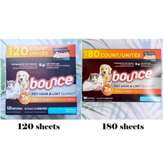 แผ่นอบผ้า ลดรอยยับ สำหรับกำจัดขนสัตว์เลี้ยง Pet Hair &amp; Lint Guard Mega Sheet, Fresh Scent Dryer Sheets (Bounce®)