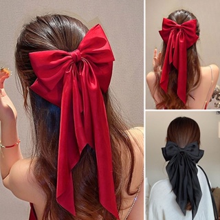 【AG】Non-Slip Tight Elegant Exquisite Spring Clip Chinese Style Bow Ribbon Spring Hairpin Hair