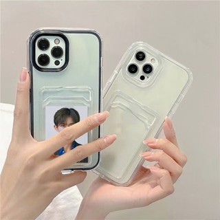 【 3 in 1】เคสโทรศัพท์มือถือแบบใส กันกระแทก พร้อมช่องใส่บัตร สีแคนดี้ หรูหรา สําหรับ iPhone 6 7 8 Plus X XR XS Max 11 12 13 14 Pro Max Plus