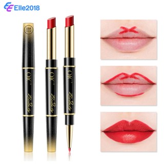 Qic ปากกาลิปสติกหมุนอัตโนมัติ Double End ลิปสติก Lip Liner Rich Double-Ended Lip Pencil Matte ลิปสติกแต่งหน้า【EL】