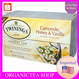 Twinings, HerbalTea,Camomile,Honey&amp;Vanilla,CaffeinFree,20Tea Bags ชาทไวนิงส์💚พร้อมส่ง💜