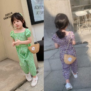 FiFi Baby พร้อมส่ง ชุด 2 ชิ้น ชุดเสื้อผ้า+กางเกง ชุดเด็กผู้หญิงลายสก๊อต น่ารัก สวมใส่สบาย ไม่ร้อน ไซส์(95-130cm)