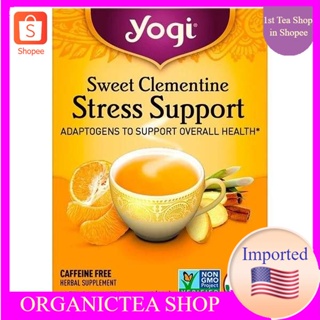 ชา Yogi Tea, Stress Support, Sweet Clementine, Caffeine Free, 16 Tea Bags ชาสมุนไพรออแกนิค ชาเพื่อสุขภาพ จากอเมริกา🇺🇸