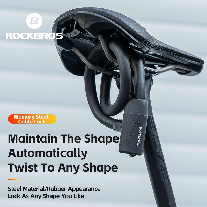 ROCKBROS สายเคเบิ้ลล็อคจักรยาน MTB แบบพกพา พับได้