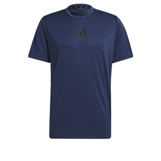 adidas เทรนนิง เสื้อยืด Primeblue Designed To Move Sport 3-Stripes ผู้ชาย สีน้ำเงิน GM2129