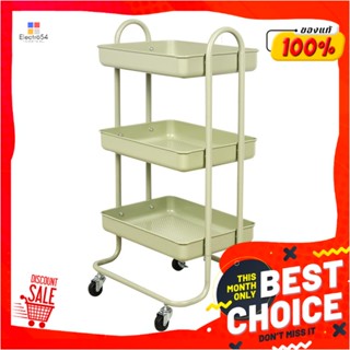 3-TIER ชั้นวางของ 3 ชั้น มีล้อ STACKO ST25346 46x39.5x87 ซม. สีเขียวโอลีฟ3-TIER UTILITY CART STACKO ST25346 46X39.5X87C