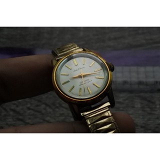 นาฬิกา Vintage มือสองญี่ปุ่น SEIKO CHORUS ระบบ QUARTZ ผู้ชาย ทรงกลม กรอบทอง หน้าขาว หน้าปัด 29mm