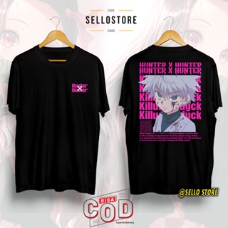 เสื้อยืดแขนสั้น พิมพ์ลายอนิเมะ killua hunterxhunter killua zoldyck สไตล์ญี่ปุ่น สําหรับผู้ชาย และผู้หญิง_05