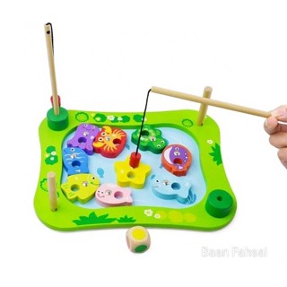 ของเล่นไม้ ของเล่น montessori เกมตกปลารูปสัตว์ เสริมพัฒนาการ