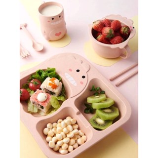 6 Pcs Dino Tableware Set เซ็ตกินข้าวหนูน้อย เซ็ตจานชามไดโนเสาร์ จานหลุม พร้อมแก้วและถ้วย ธีมไดโนเสาร์