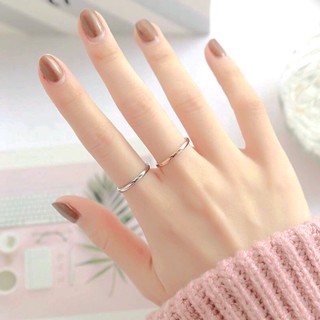 แหวนเหล็กไทเทเนียม ชุบทอง 18K สีโรสโกลด์ แบบบาง ไม่เป็นสนิม เครื่องประดับ สําหรับนักเรียน