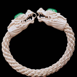 กำไลข้อมือหัวมังกรคู่เงินผสม