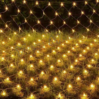 YuKi ไฟ LED ม่านตาข่ายไฟตกแต่งงานปาร์ตี้ ตกแต่งสวนดอกไม้และต้นไม้ คริสต์มาส LED fishing net lights