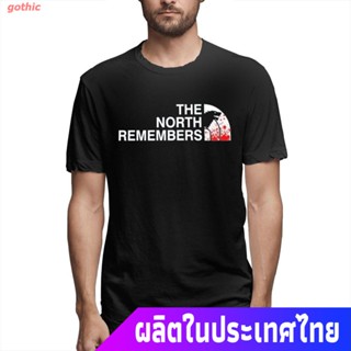 gothic เสื้อยืดแขนสั้น เสื้อยืดพิมพ์ลาย Game Of Thrones The North Remembers Arya Stark Got แฟชั่นผู้ชาย Short sleev_08