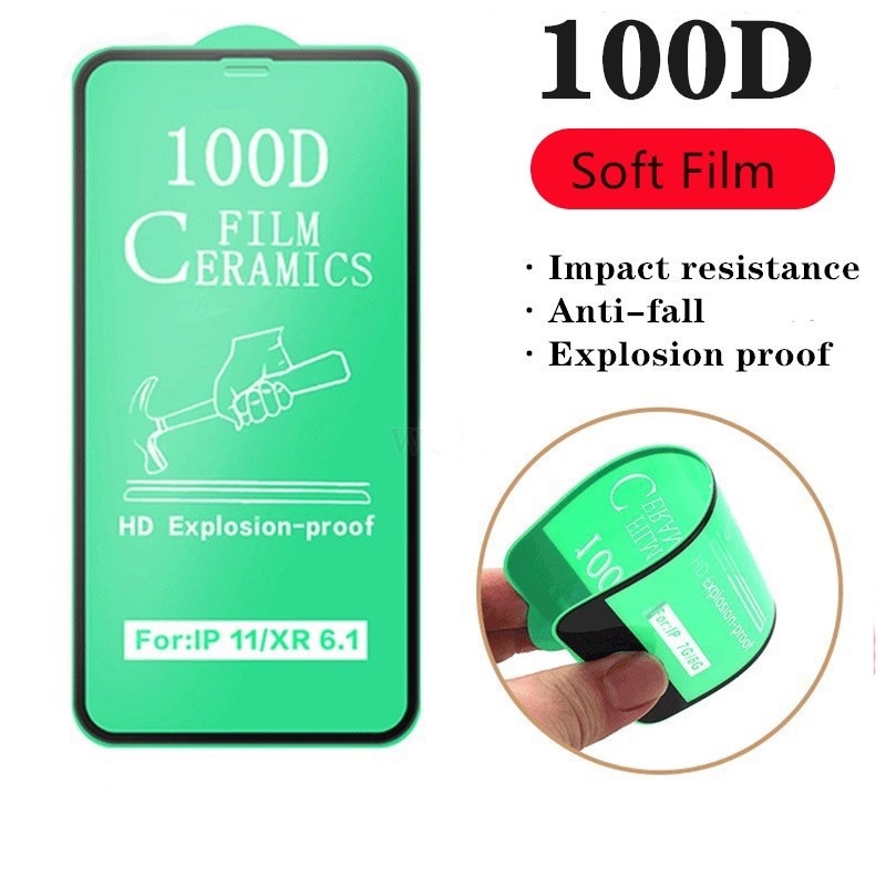 ฟิล์มกระจกนิรภัยเซรามิค กันรอยหน้าจอ เนื้อแมตต์ 100D สําหรับ iPhone 12 13 11 14 15 16 Pro Max Mini 6 7 8 Plus X XS XR SE