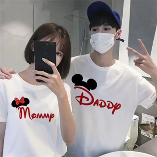 Vintage T-Shirt-Kawaii Couple Mickey Father Head And Tshirt Mold Casual Valentines Day Tops Summer Handle_05