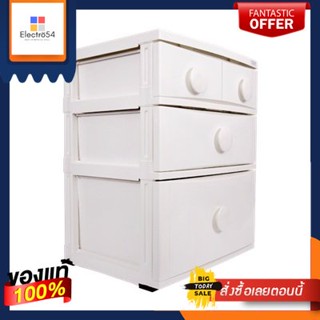 ตู้ลิ้นชักอเนกประสงค์ 3 ชั้น 4 ช่อง MODERN รุ่น B6-1A1B1C ขนาด 56 x 45 x 72 ซม. สีขาวMultipurpose Drawer Cabinet 3 Tiers