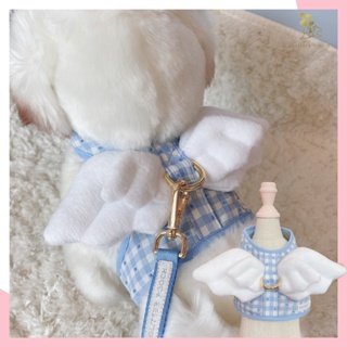 Glitter Pooch Harness ชุดรัดอก สายจูง เสื้อผ้า สุนัข, หมา, แมว, สัตว์เลี้ยง พร้อม สายจูง รุ่น Double Wing Blue