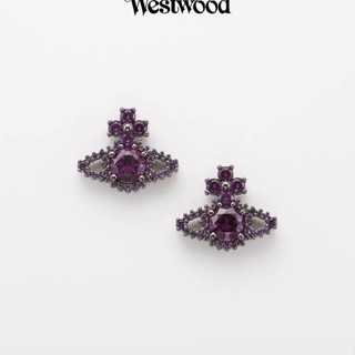 Westwood สองสี เต็มปืนเพชร ต่างหูดาวเสาร์ สีดํา / ต่างหู หญิง / การออกแบบเฉพาะ ต่างหูระดับไฮเอนด์