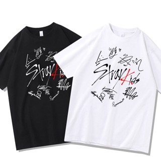 T-Shirt Stray Kids University เสื้อยืดลายเซ็นพิมพ์เสื้อยืดฤดูร้อนสไตล์เกาหลี_11