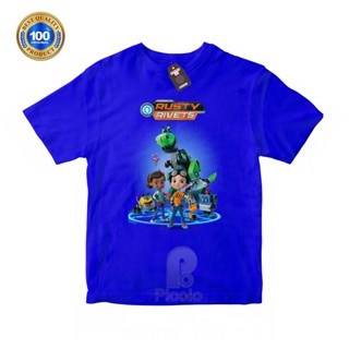 (ฟรีชื่อ) เสื้อยืด ผ้าฝ้าย พิมพ์ลายการ์ตูน RUSTY RIVETS UNISEX สําหรับเด็ก