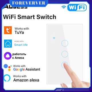 1/2/3/4แก๊ง Tuya Wifi สมาร์ทสัมผัสสวิทช์ไฟบ้านผนังปุ่ม120*72มิลลิเมตรลวดเป็นกลางสำหรับ Alexa และ Google Home ผู้ช่วย Fore