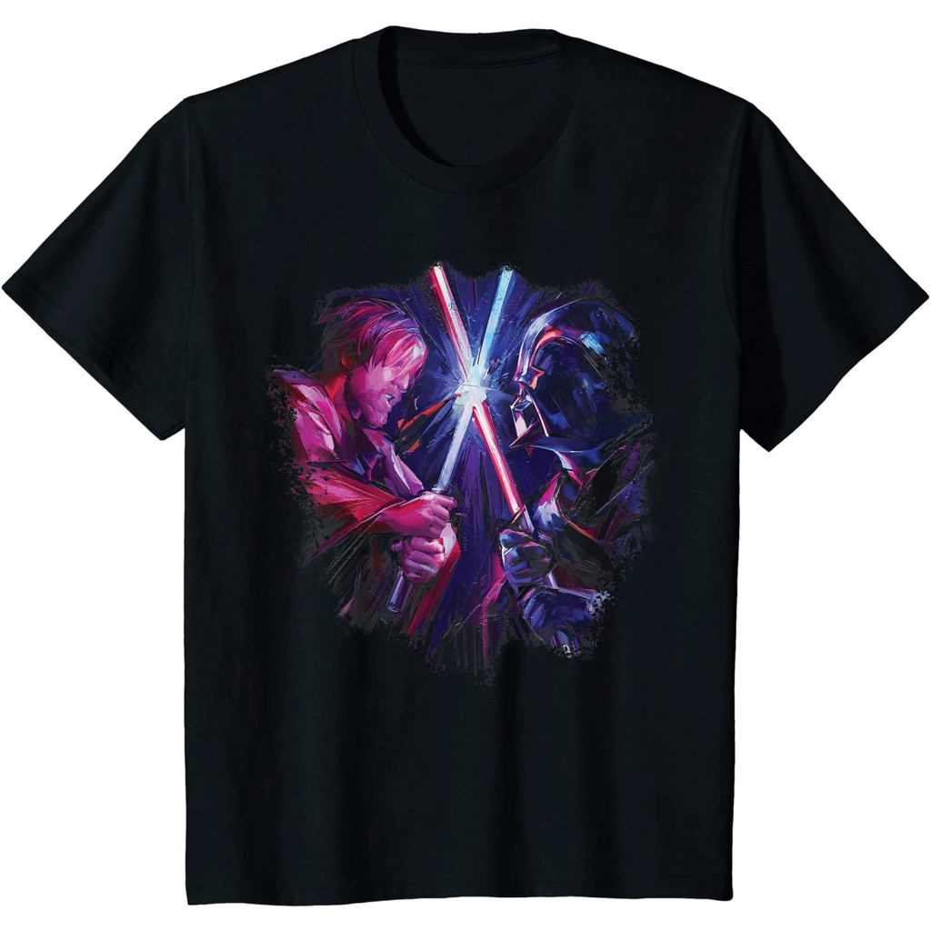Star Wars Obi-Wan Kenobi Darth Vader Duel Painted T-Shirt Fashionable round collar is comfortable_02